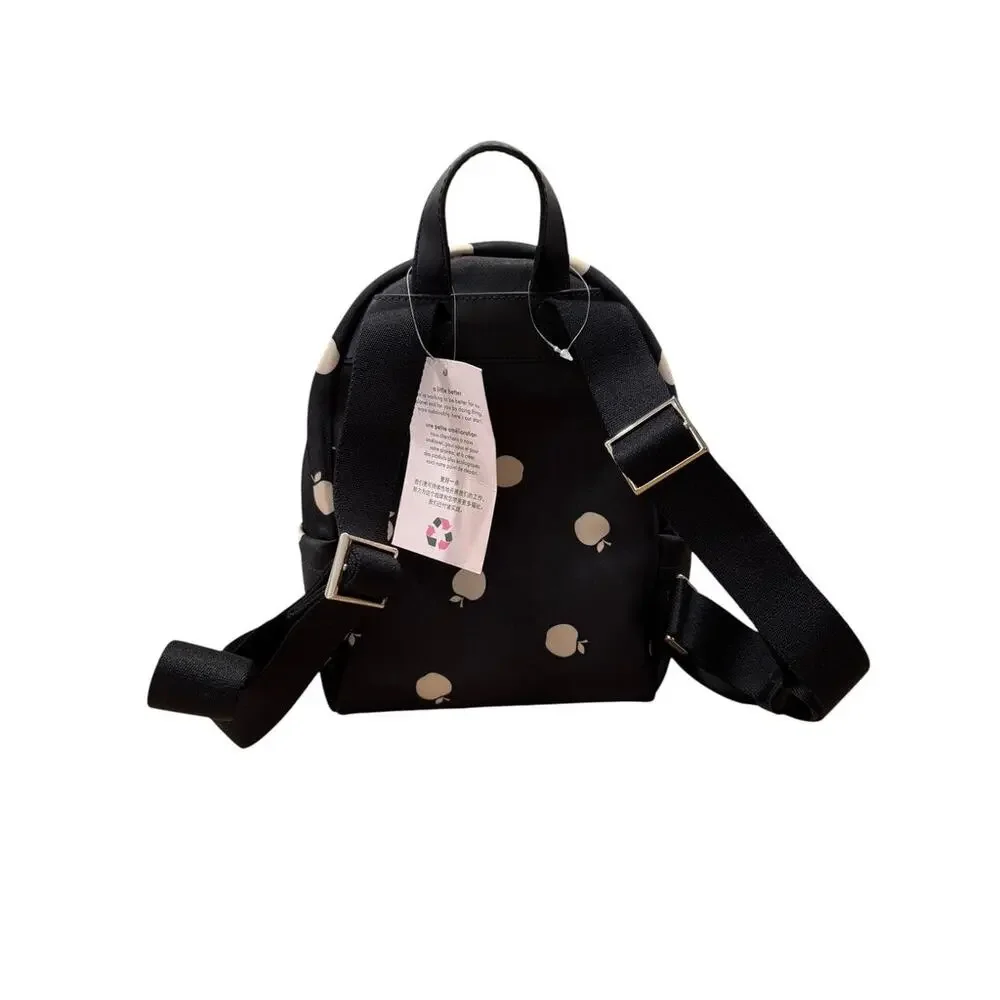 Kate Spade Chelsea The Little Mini Black Nylon Apple Backpack Bag